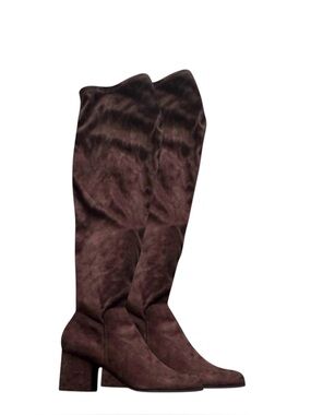 Christian Sirano Brown Faux Suede Over-the-Knee Boots – Women’s Size 9
